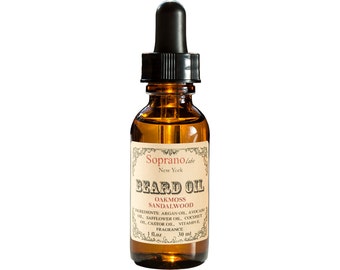 OAKMOSS SANDALWOOD Beard Oil. Luxury Beard Conditioner. Natural Sensual Beard Cologne made with Organic Avocado, Argan, Safflower, Vit E Oil