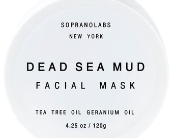 DEAD SEA MUD Mask. Spa Detoxifying Mineral Face & Body Treatment. Tea Tree and Geranium Oils. Vegan.