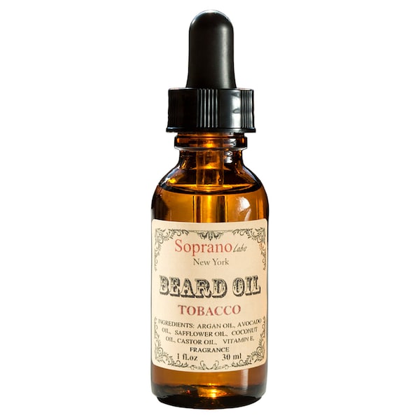 TOBACCO Beard Oil. Luxury Beard Conditioner. Natural Dark, Mysterious Beard Cologne made with Organic Avocado, Argan, Safflower, Vit E Oil