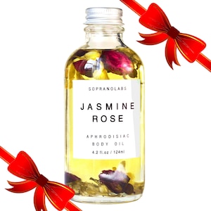Jasmine Rose Body Oil. Sensual Natural Moisturizer. Spa Massage Organic Oil with Rose & Jasmine Flowers. Luxurious Hydration. Aphrodisiac