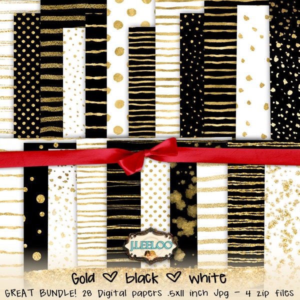 GOLD HOLIDAYS Great Bundle! 28 large holidays digital collage sheets papers for scrapbooking jpg art instant download printable pp325