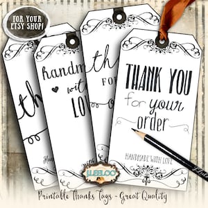 GRAZIE TAGS Foglio collage digitale clipart spedizione pacchetti negozio etsy lavorazione artigianale stampabile download istantaneo tl183