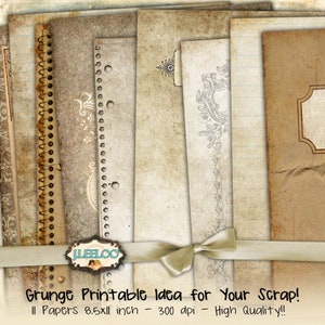 GRUNGE PAPERS 8,5 x 11 cali Cyfrowe arkusze kolażu Vintage Junk Journal księga brudny stary album ze scrapbookingiem zniszczony drukowany pamiętnik pp309