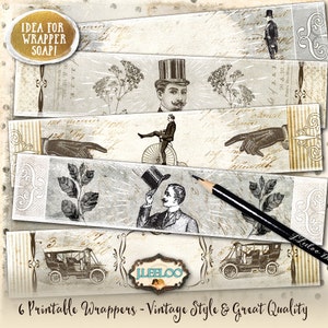 WRAPPER VINTAGE Vintage Lesezeichen zum selbst ausdrucken, Sofortdownload Männer Hut Hintergrund Papiere pp371