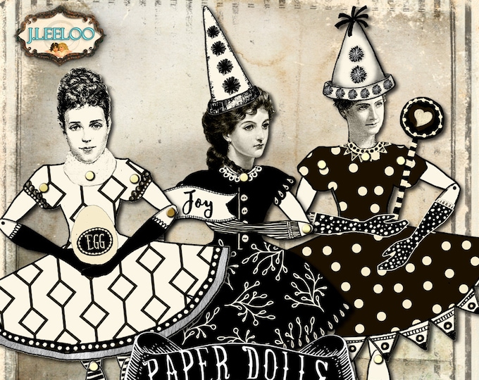 DANCER PAPER DOLLS digital altered art Digital collage sheet  for journal page scrapbooking diary art instant download printable pp365