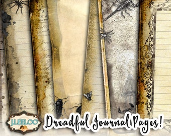 DREADFUL PAPERS large 8.5x11 inch Halloween junk journal kit crafting journal background scrapbook instant download printable diary pp432