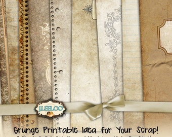 GRUNGE PAPERS 8.5x11 inch Digital collage sheets Vintage Junk Journal ledger dirty vintage scrapbook distressed printable diary pp309