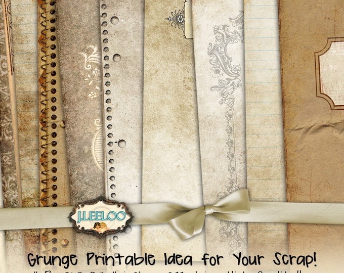 GRUNGE PAPERS 8.5x11 inch Digital collage sheets Vintage Junk Journal ledger dirty vintage scrapbook distressed printable diary pp309