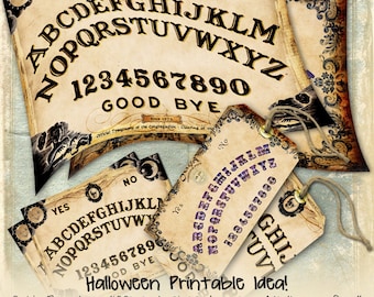 OUIJA BOARD halloween spirit talking gothic large 3 size instant download scrapbooking vintage journaling digital collage sheet pp306