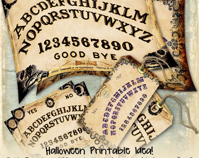 OUIJA BOARD halloween spirit talking gothic large 3 size instant download scrapbooking vintage journaling digital collage sheet pp306
