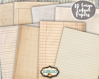 OFFICE PAPERS 10 ledger digital collage sheets journaling scrapbook journal bookmaking pages stationery instant download printable  pp357