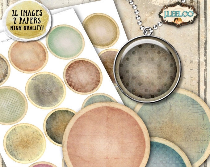 VINTAGE POLKA DOTS 2.5 inch circle shabby chic images pendant magnet and craft distressed instant download printable image tn546