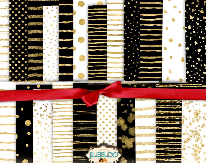 GOLD HOLIDAYS Great Bundle! 28 large holidays digital collage sheets papers for scrapbooking jpg art instant download printable pp325