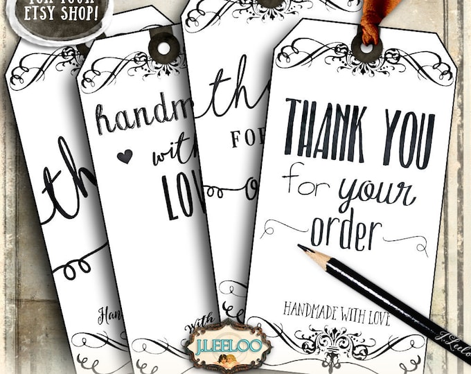 THANKS TAGS Digital collage sheet clipart shipping packages etsy shop handmade crafting printable instant download tl183