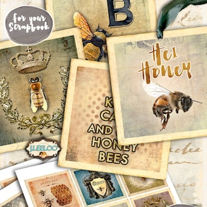 SAVE THE BEES 2,5-Zoll-Quadrat Bienen Spiegel hängen Tags Cliparts Magnet Scrapbooking Punkt sofortiger Download druckbares qu511