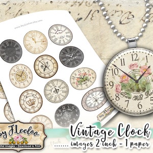 CLOCK CLOCK 2 inch circle clock face printable for cupcake topper and craft alice party antique instant download diy tn579