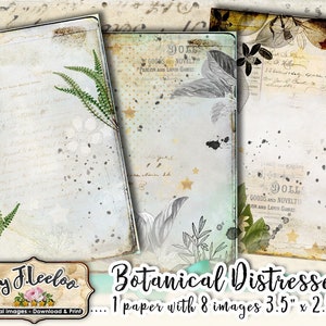 BOTÂNICO distressed atc aceo Folha de colagem digital para convite, cartão de felicitações, porta-joias, diário, arte, scrapbook ac312