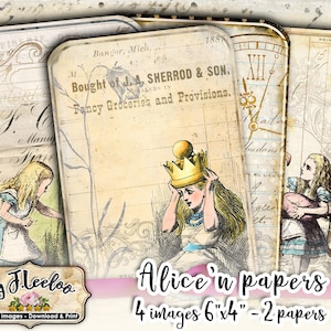 ALICE'n Papers imprimível vintage shabby chic para scrapbook Download instantâneo folha de colagem digital pp456