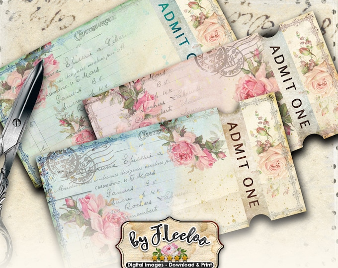 ADMIT ONE french chic victorian images for scrapbook Digital collage sheet Paris vintage for scrapbook instant download printable pp452