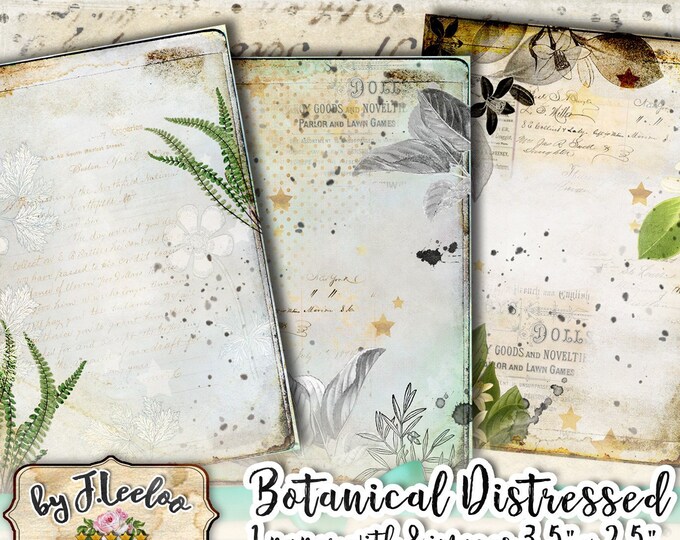 BOTANICAL distressed atc aceo Digital collage sheet for invitation greeting card jewelry holder diary art scrapbook ac312