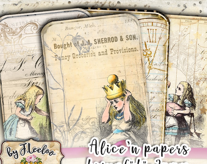 ALICE'n Papers printable vintage shabby chic for scrapbook Instant Download digital collage sheet pp456