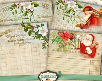 SANTA LEDGER editable writable Christmas writing note Digital collage sheet vintage digital graphic scrapbook diary instant download pp436