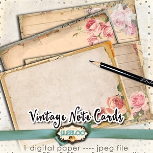 CARTOLINE PER NOTE VINTAGE cartoline modificabili shabby chic blocco note digitale registro giornale diario scrapbook download immediato stampabile pp442