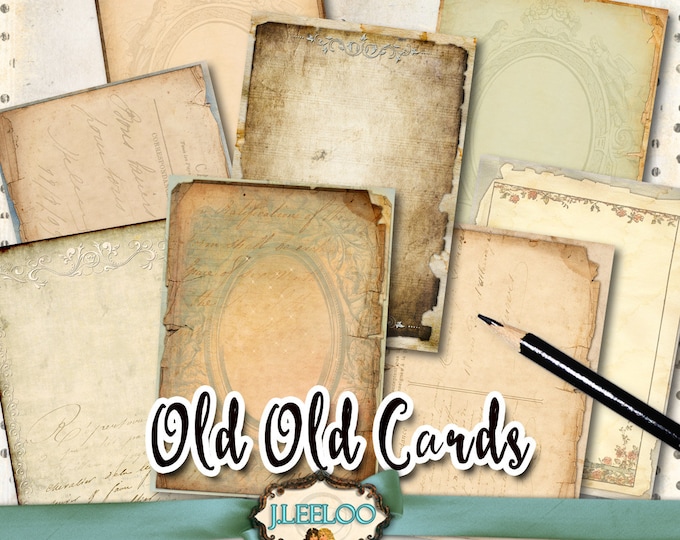 OLD CARD atc aceo Digital collage sheet writable invitation greeting card jewelry holder rustic old book diary art scrapbook ac271
