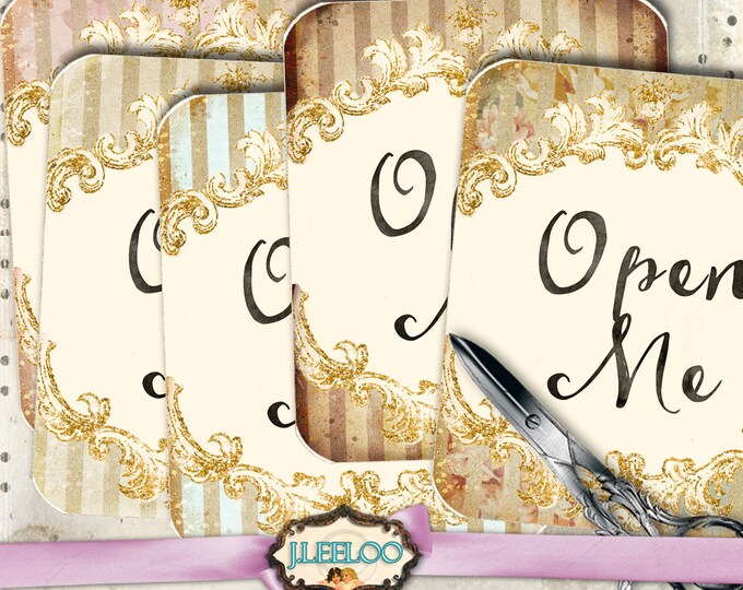OPEN ME cards Alice in Wonderland tags crafting vintage Digital collage sheet brown sepia printable instant download tl203