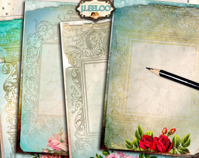 NOTE CARDS shabby chic editable digital note pad ledger journal diary scrapbook instant download printable pp443