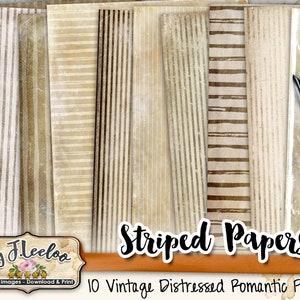 GESTREEPT PAPIEREN grote 8,5 x 11 inch digitale vintage collage blad documenten noodlijdende scrapbooking instant download afdrukbaar dagboek pp511