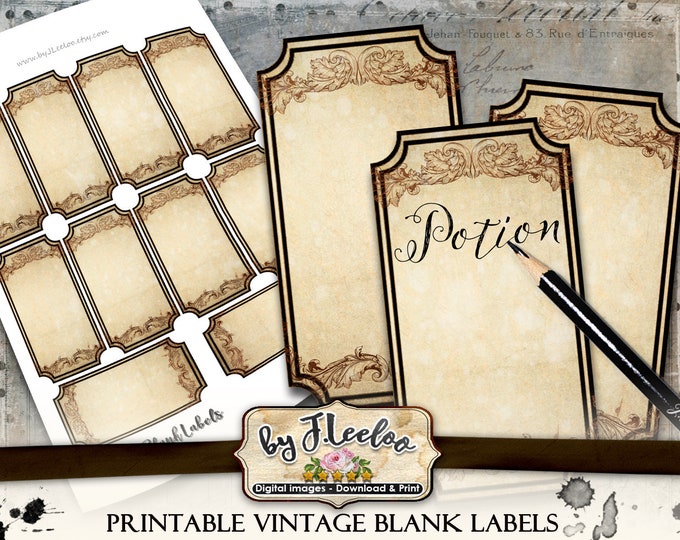 BLANK LABELS editable printable vintage tag poison bottle jar labels instant download printable images digital collage sheet tl211