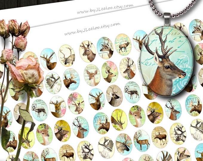 HORNS 18x25 mm oval Roamntic Deer for magnet jewellery pendant | cabochon charms scrapbooking Jewelry supplies | instant download | ov144