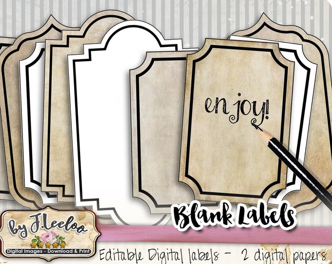 BLANK LABELS editable printable apothecary tags poison bottle jar labels instant download printable images digital collage sheet tl218