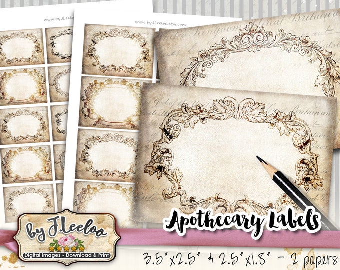 APOTHECARY blank editable printable tags label poison bottle jar instant download printable images digital collage sheet pp494