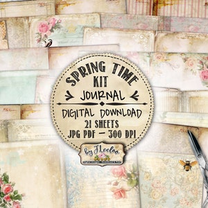 SPRING TIME Journal KIT carte shabby chic fai da te vintage effimeri diario fogli collage stampabili pp485