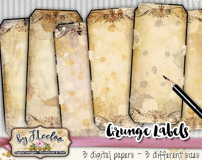 GRUNGE LABELS printable dirty tags label bottle jar labels Halloween scary editable download digital collage sheet tl220