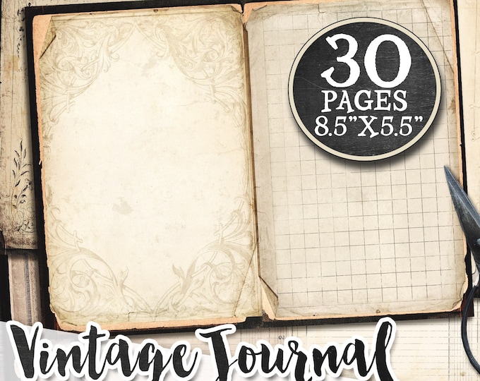 VINTAGE JOURNAL  junk journal starting | crafting background pages | scrapbook instant download printable diary DIY cards | pp593