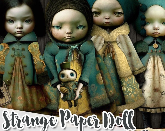STRANGE PAPER DOLLS Articulated digital altered art Original for journal page scrapbook diary art download printable pp590