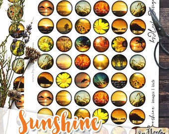 Digital printable SUNSHINE 1 inch circle | supplies printable digital images emotional pendant craft DIY paper | instant download | tn424