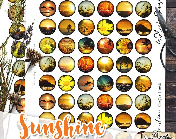 Digital printable SUNSHINE 1 inch circle | supplies printable digital images emotional pendant craft DIY paper | instant download | tn424