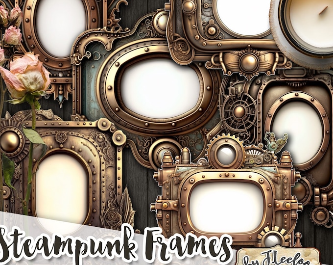 STEAMPUNK FRAMES 26 png for scrapbook junk journal Victorian antique gothic futuristic | | Diary printable DIY paper art Ephemera |cl 135