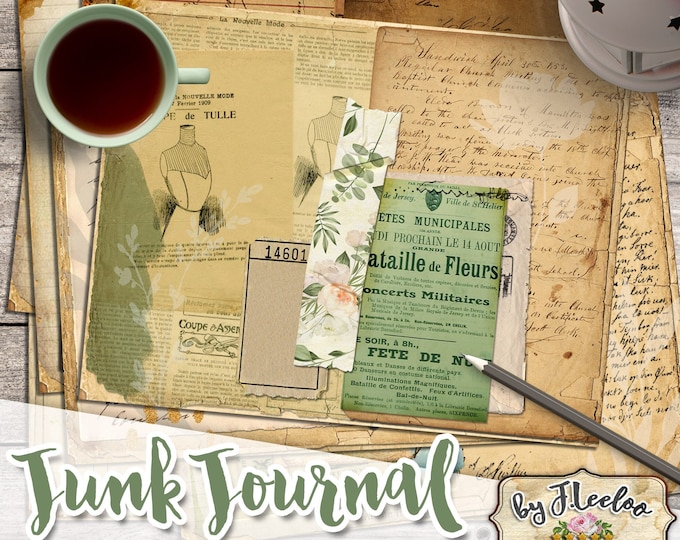 JUNK JOURNAL pages collage sheets | Journal digital ephemera handwritten papers vintage | Supplies instant download printable | pp547
