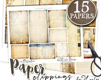 PAPER CLIPPINGS printable for junk journal | ephemera supplies card making collage | printable paper bundle vintage stationery | pp623