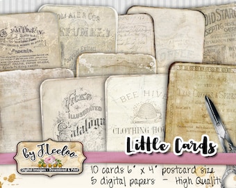 LITTLE CARDS cartes vintage pour scrapbook journal modifiable art modifié téléchargement instantané Feuille de collage numérique imprimable pp502