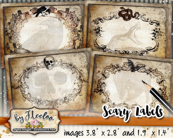SCARY LABELS apothecary blank editable printable tags label poison bottle jar instant download printable images digital collage sheet pp504