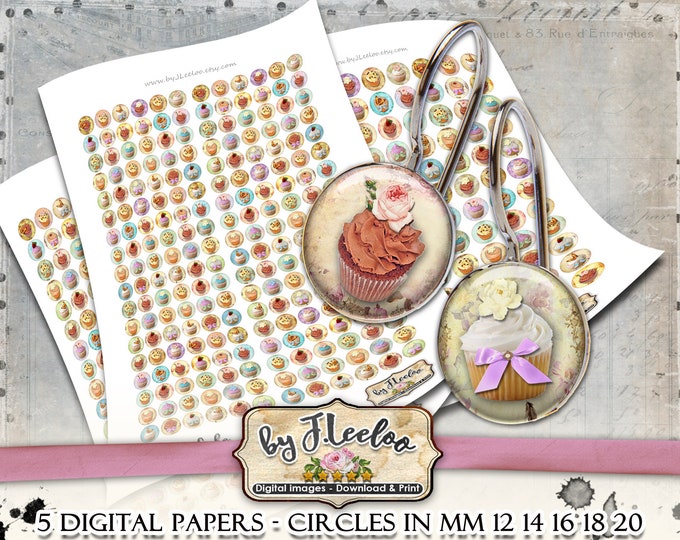 LITTLE CAKE  circle sheets earring ring size french paris digital images for jewelry instant download tn590