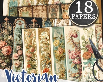 VICTORIAN 18 digital papers | Romantic Junk Journal for scrapbook Diy | Shabby Chic Ornamental floral | Fussy Cuts paper Printable | pp596