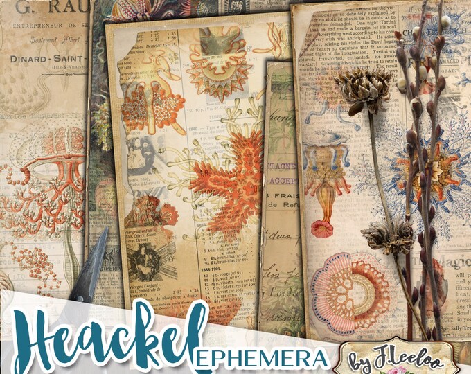 HEACKEL EPHEMERA Digital Vintage for Junk Journals - Grunge diary - Digital scrapbook notebook collage sheet vintage paper download pp555
