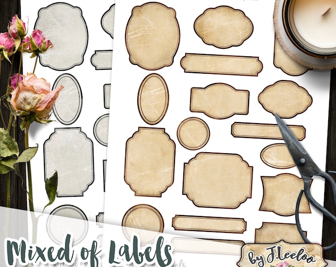 Mixed Labels printable tags blank editable poison bottle jar instant download printable images digital collage sheet tl225